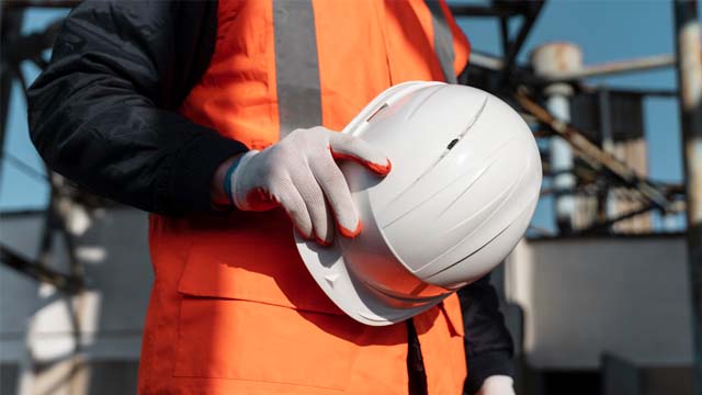 man holding a hard hat